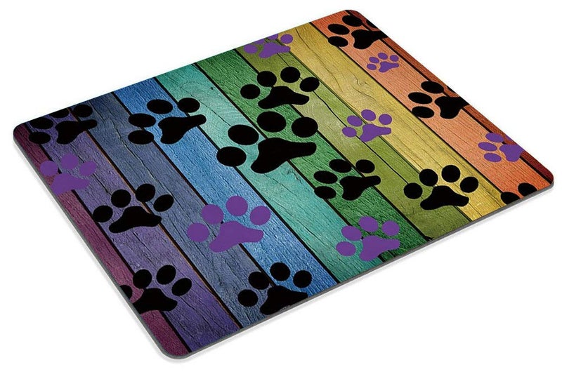 Smooffly Mousepad Rustic Rainbow Woodgrain Black and Purple Dog Paw Personality Desings Gaming Mouse Pad 9.5 X 7.9 Inch (240mmX200mmX3mm) - Image 3